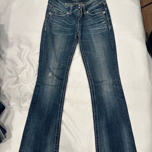 Miss Me Flare Jeans in Distressed Blue